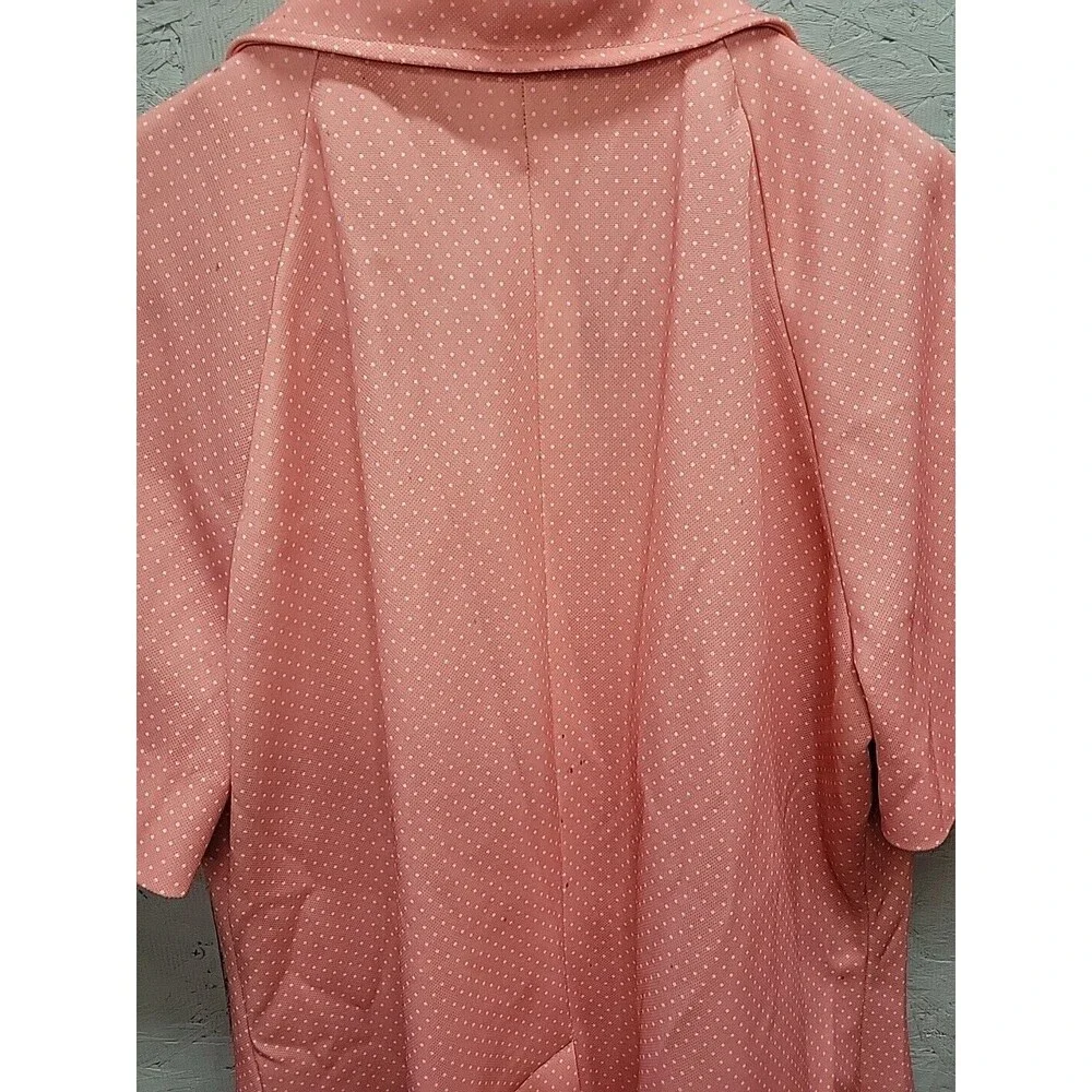 Vtg 1970's Handmade Blazer Smock Suite Jacket‎ Pink Poke A Dot Sz 2x